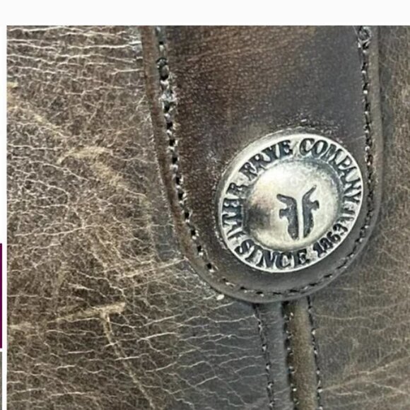 Frye Melissa Button Taupe/Brown Distressed Leather Riding Boots - Size 8 - Picture 8 of 10